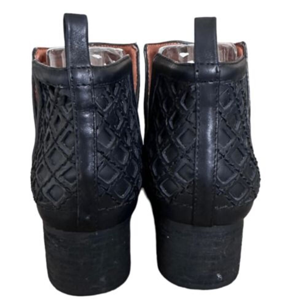 Jeffrey Campbell Women's Black Leather Lattice Cutout Taggart Booties Size 7.5 - Picture 5 of 8